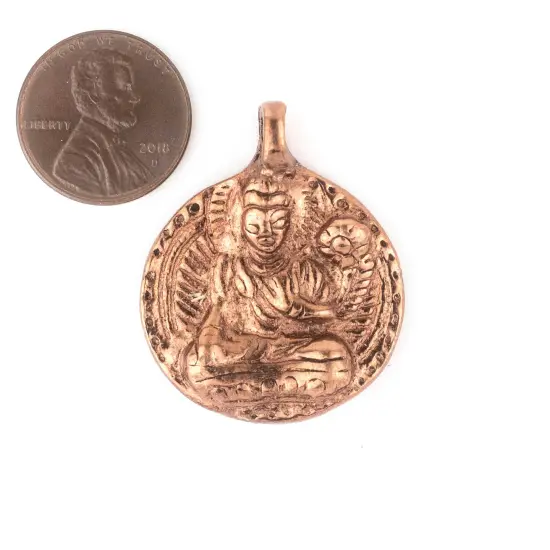 The Bead Chest Round Copper Buddha Pendant (28x34mm) {2}