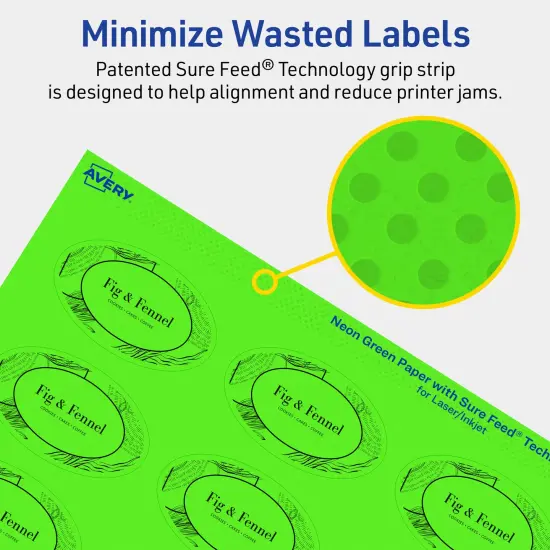 Avery Neon Green Paper Labels, 1.5" x 2.5" Oval {4}
