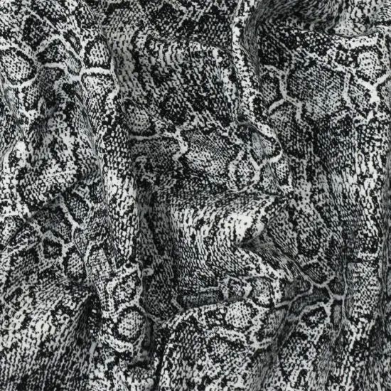 Black-White Famous Maker Reptile Stretch Spandex Cotton Blend Damask Fabric By the Yard {1}