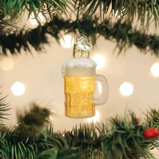 Old World Christmas 2.0 Inch Mini Mug Of Beer Christmas Tree Ornament , Ornament Drink Foam Top Gold {3}