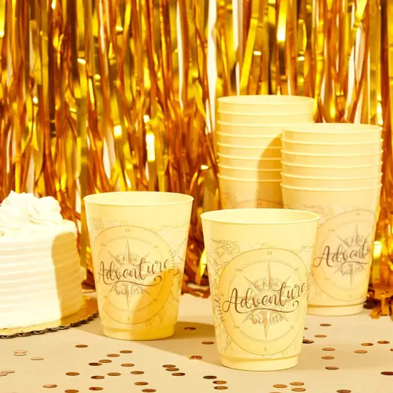 Plastic Party Cups, A New Adventure Begins (Yellow, 16 oz, 16 Pack) {3}