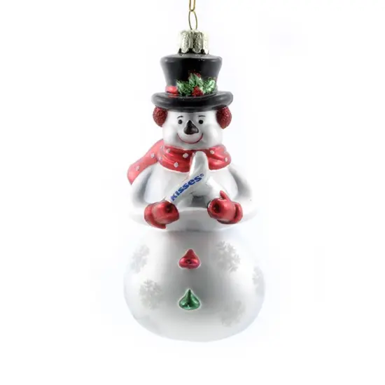 Noble Gems 5.0 Inch Snowman With Hershey Kiss Tree Ornament , Hand Crafted Silver {3}
