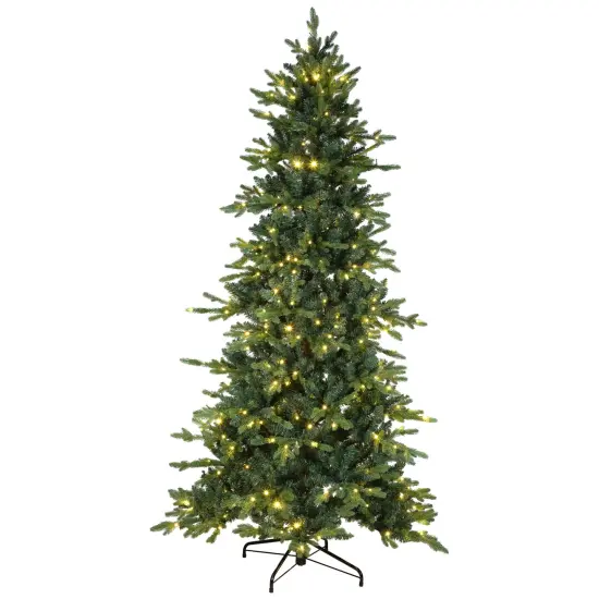 Northlight Real Touch™️Pre-Lit Elite Breckenridge Pine IPT Artificial Christmas Tree - 12' Dual Color LED Green {3}