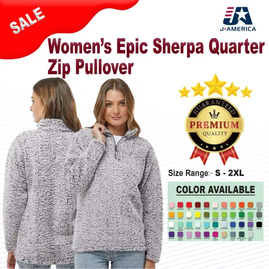 J. America&reg; Women&rsquo;s Epic Sherpa Quarter Zip Pullover Magenta heather {2}