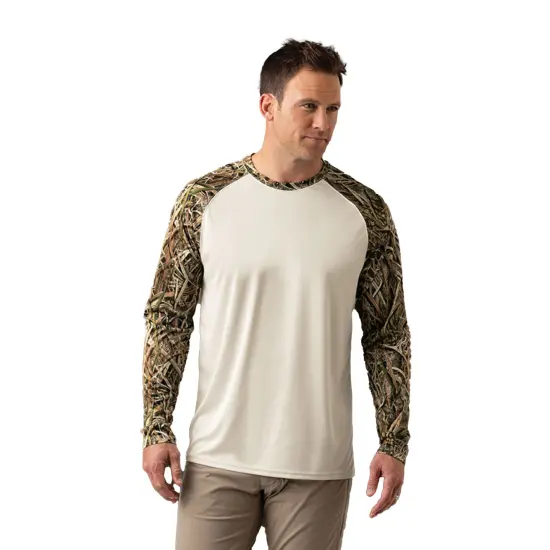 Paragon&reg; Jackson Mossy Oak Colorblocked Long Sleeve T Shirt Shadow Grass {3}