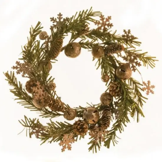 Rusty Glitter Bell & Snowflake Pine Wreath {1}
