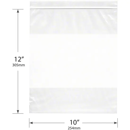 Plymor 10" x 12", 2 Mil with White-Block Zipper Reclosable Plastic Bags {3}