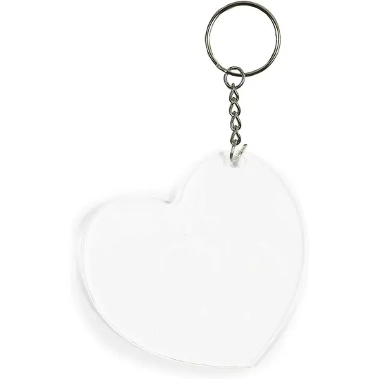 Bright Creations 10 Pack Acrylic Keychain Blanks with Metal Rings for DIY Crafts, Sublimation Keychain Blanks, Valentine’s Day Heart Shaped Transparent Tags, Personalized Wedding Favors (3x2.75 In) Silver {7}