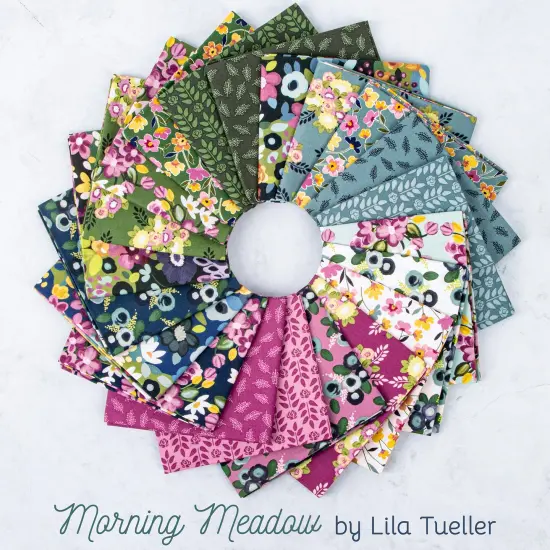 Flower Field in White (c15944-white) | Morning Meadow | Lila Tueller | Riley Blake {2}