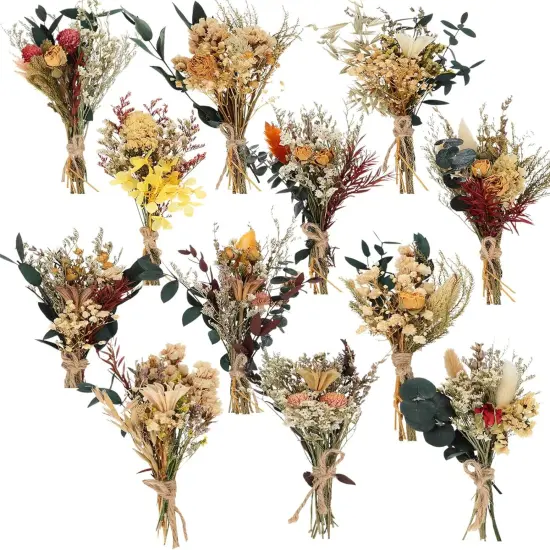 12 Pack Boho Dried Flower Bouquet - Bright {1}