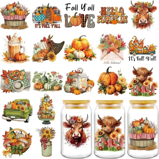 20 Sheets Fall Pumpkin Rub on Transfer {1}