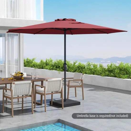Costway 12 FT Patio Umbrella Outdoor Market Umbrella with Crank Handle 8 Sturdy Ribs Coffee/Beige/Red/Navy/Gray {5}