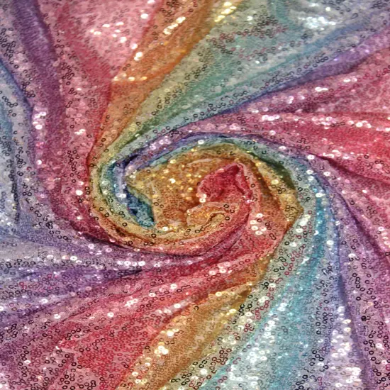 1 Yard Vibrant Rainbow Glitz Sequin Fabric 52/54 Inch Width Polyester {1}