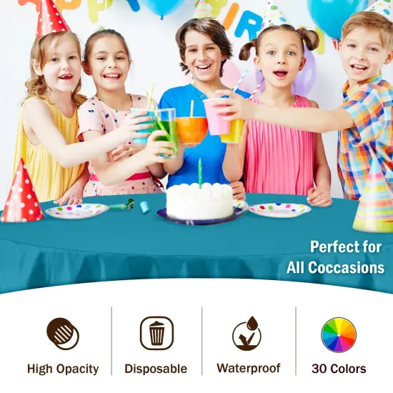 Exquisite Disposable Round Plastic Tablecloths &ndash; 12 Pack 84" Disposable Table Cloths &ndash; Indoor/Outdoor Party Tablecloth &ndash; Round Plastic Table Cover for Events & Party Supplies Turquoise {4}