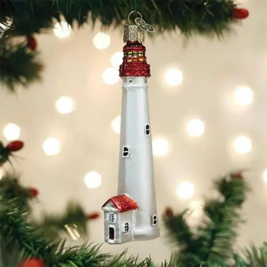 Old World Christmas 4.5 Inch Cape May Lighthouse Christmas Tree Ornament , New Jersey Southern Shore White {3}