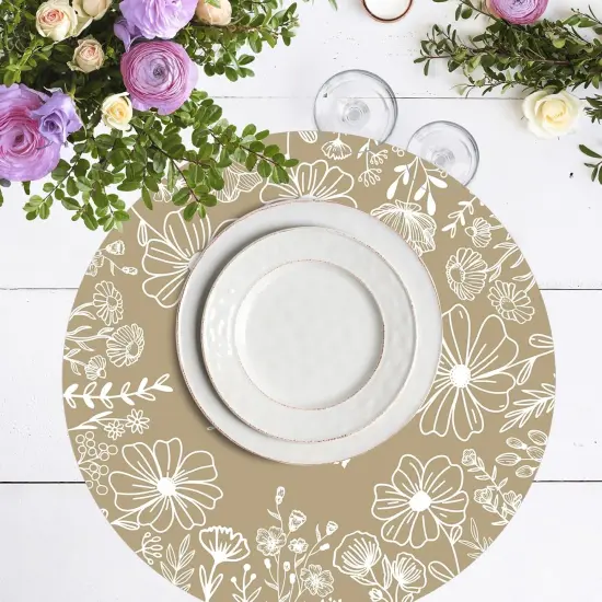 Paper Placemats Disposable 50 Pack Beige Bloom Flowers Place Mats 13.4 Inch Round Spring Floral Table Mats for Dinner Table Setting Birthday Wedding Spring Party Supplies {4}