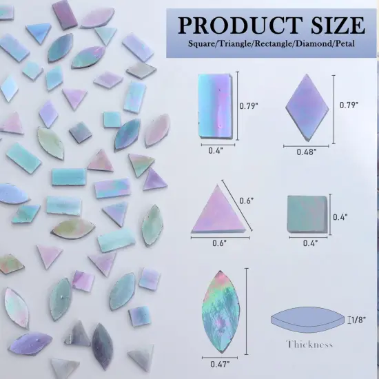 LITMIND Iridescent Stained Glass Mosaic Tiles for Crafts, 240 Pieces 5 Shapes Mixed Mosaic Glass Pieces, Mosaic Kits for Adults (Iridescent Grey) {5}