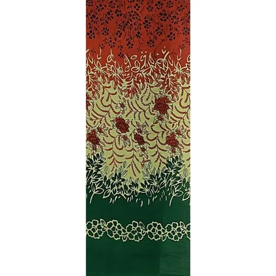 1 Yard Green & Orange Double Border Cotton Voile Fabric 44/45" Wide for Apparel & Crafts {3}