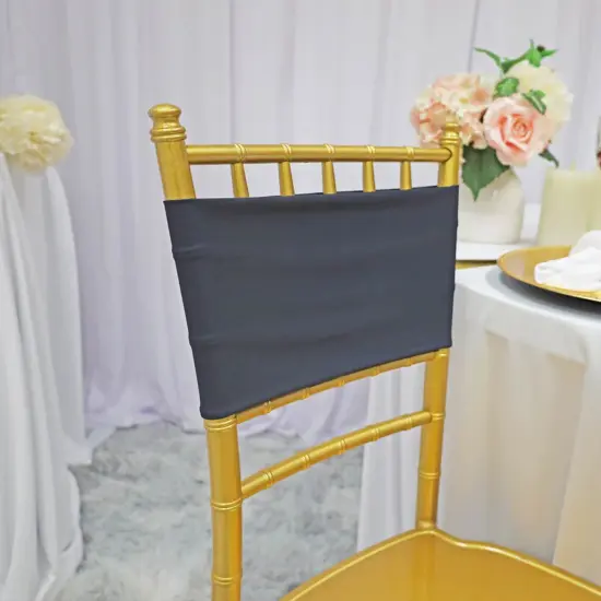 10 Pieces Durable Pewter or Charcoal Spandex Chair Bands for Banquet Chairs 7 x 13 Inches {2}