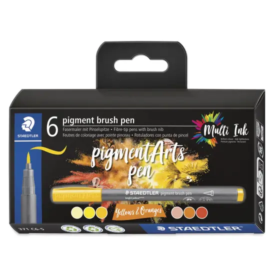 Staedtler Pigment Arts Brush Pens - Yellow and Oranges, Set of 6 {1}