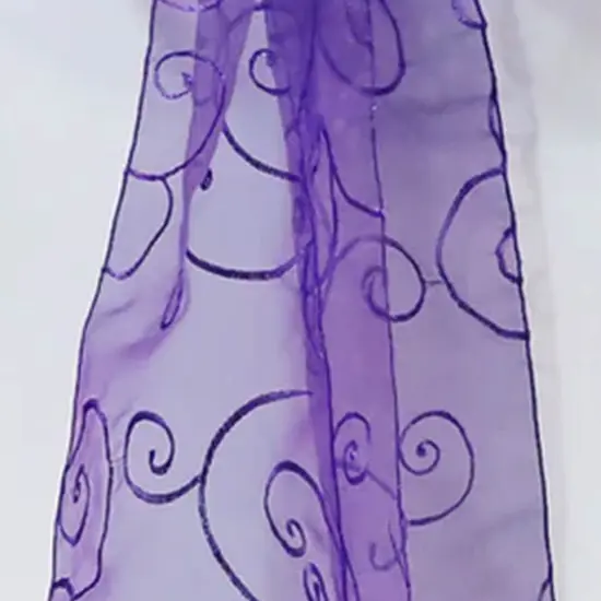 10 Pieces Regency Purple Embroidered Organza Chair Sashes 8"x108" Sophisticated Event Accents {4}