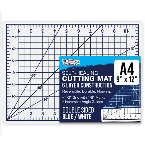 9" x 12" Self-Healing Cutting Mat 5-Ply - Double-Sided White/Blue Craft Mat, Non-Slip Cutting Mats for Crafts, Sewing, Quilting, Scrapbooking {1}