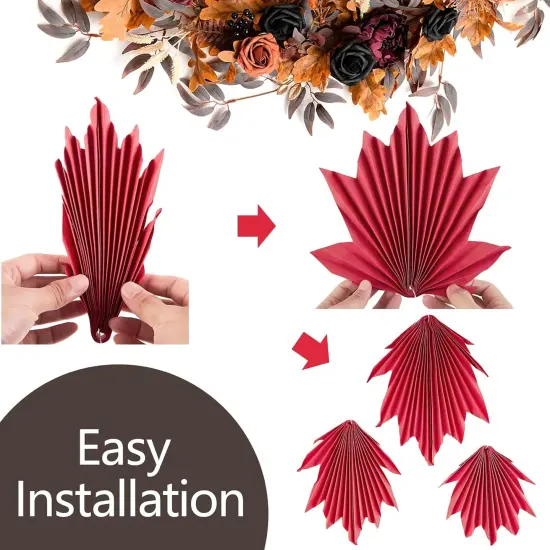 Set of 9 - Fall Party Decorations Maple Leaves Paper Fans {2}