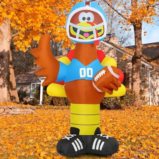 GOOSH 6 FT Thanksgiving lnflatable Turkey Blow Up Yarda Turkey with a Rugby with Built-in LEDs {4}