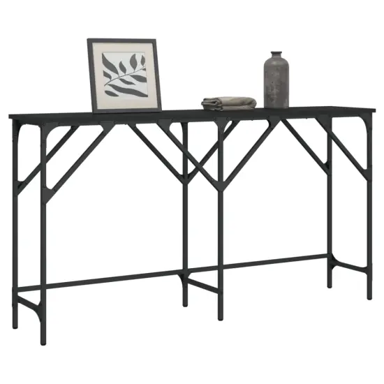 vidaXL Console Table Black 55.1"x11.4"x29.5" Engineered Wood {1}