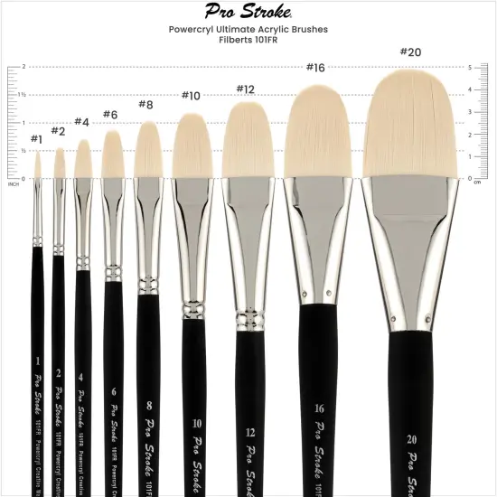 Creative Mark Pro-Stroke Powercryl Acrylic Paint Brushes - Filberts Value Set of 5, Synthetic Paint Brushes for Artists, Seamless Nickel-Plated Ferrules, Matte Black Wooden Handle, Soft-Touch Grip {4}