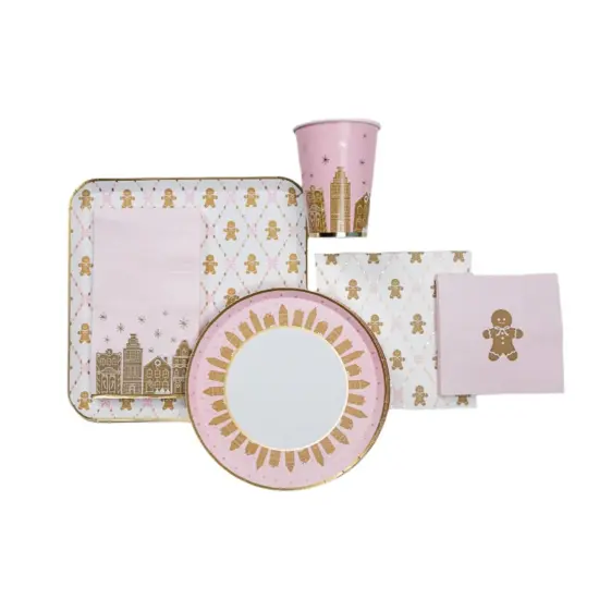 PINK GINGERBREAD LARGE PLATES {4}