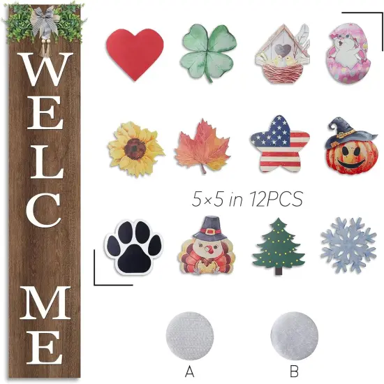 Interchangeable Welcome Sign for Front Porch Standing (Wood) {4}