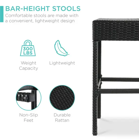 Best Choice Products 5-Piece Patio Wicker Bar Set w/ Built-In Bottle Opener, Hidden Storage Shelf, 4 Stools Black {3}
