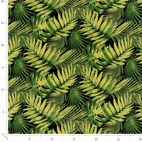 Noir - Black,Green Leaves,Tropical & Botanical Upholstery Fabric 54 Inches" {4}