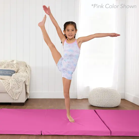 Best Choice Products 10ftx4ftx2in Folding Gymnastics Mat 4-Panel Exercise Workout Floor Mats w/ Handles Aqua {2}