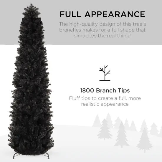 Best Choice Products Black Artificial Holiday Christmas Pencil Tree w/ Metal Base {5}