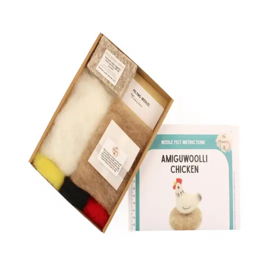 Felting Kit - Tiny Chicken Needle Felt Kit. Amiguwoolli {2}