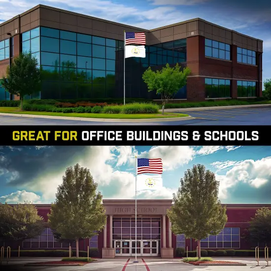 G128 Combo Pack: 20 Ft Telescoping Aluminum Flagpole (Silver) & American and Rhode Island No Golden Border Flags 3x5 Ft, Both ToughWeave Series Embroidered Polyester | Pole with Flags Included {5}