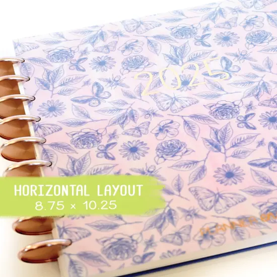 2025 Planner - Horizontal Layout, Disc Bound - "Butterfly Doodles" (#709) {1}
