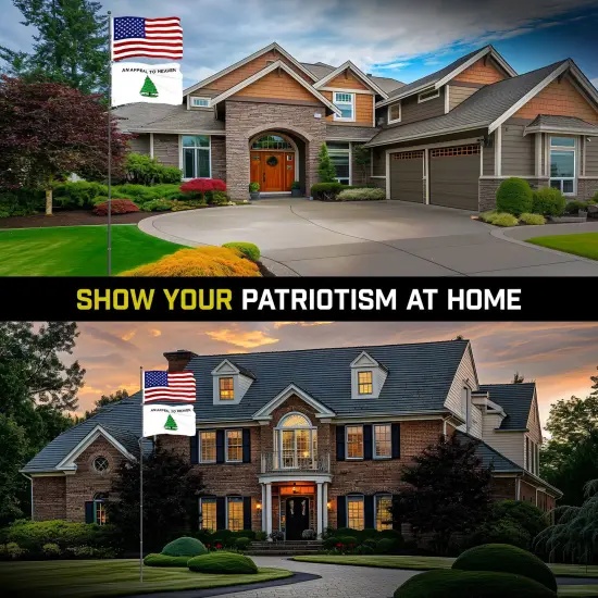 G128 Combo Pack: 20 Ft Telescoping Aluminum Flagpole (Black) & American and An Appeal To Heaven Flags 3x5 Ft, Both ToughWeave Series Embroidered Polyester | Pole with Flags Included {4}