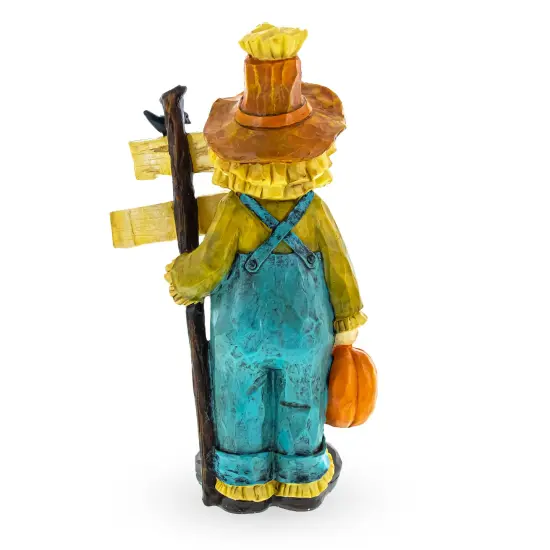 Friendly Scarecrow Holding Happy Thanksgiving Sign Figurine {5}