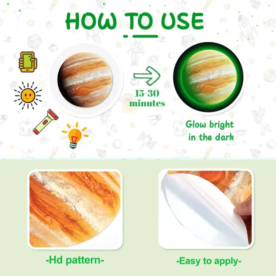 Solar System Wall Decals Glow in The Dark Stars 780 PCS, Glowing Planets Stickers for Ceiling, Nursery Wall Stickers for Bedroom, Kids Room Decorations (Green) {4}