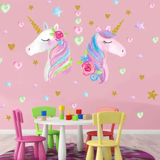 Unicorn Wall Decal,Large Size Unicorn Wall Sticker Decor for Gilrs Kids Bedroom Birthday Party {4}