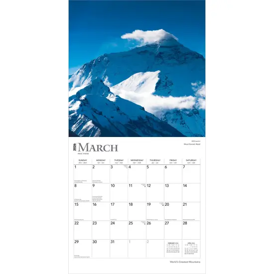 World's Greatest Mountains | 2026 12 x 24 Inch (Hanging) Monthly Square Wall Calendar | Foil Stamped Cover | Plastic-Free {3}