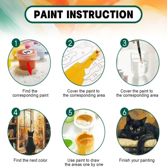 2 Pack Black Cat Paint by Numbers Kit - 16x20 Inch {3}