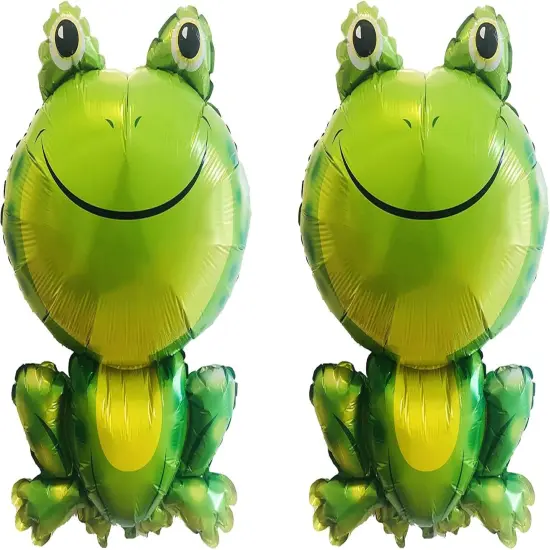 2 Pcs Green Frog Balloons Frog Shaped Foil {1}