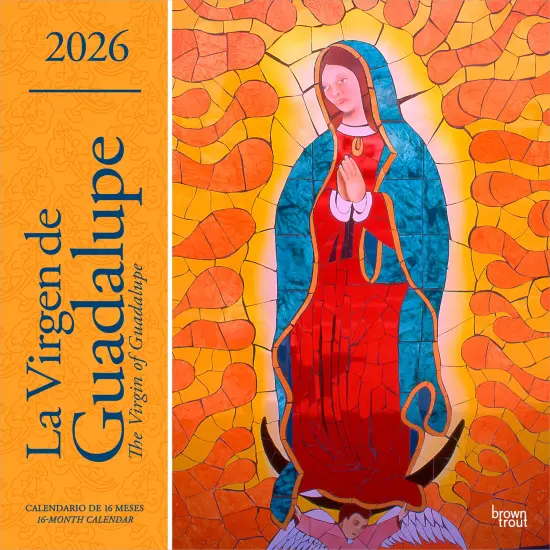 La Virgen de Guadalupe | 2026 12 x 24 Inch (Hanging) Monthly Square Wall Calendar | English/Spanish Bilingual | Plastic-Free {1}