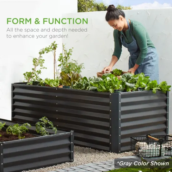 Best Choice Products 6x3x2ft Outdoor Metal Raised Garden Bed, Planter Box for Vegetables, Flowers, Herbs Peacock Blue {6}