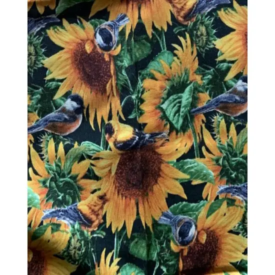Sunflowers And Birds Cotton Fabric | By the Yard | Sewing and Crafting | 44 inches wide {2}