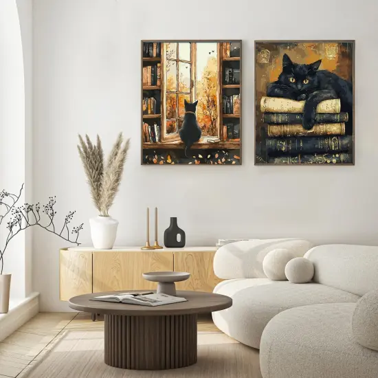 2 Pack Black Cat Paint by Numbers Kit - 16x20 Inch {2}